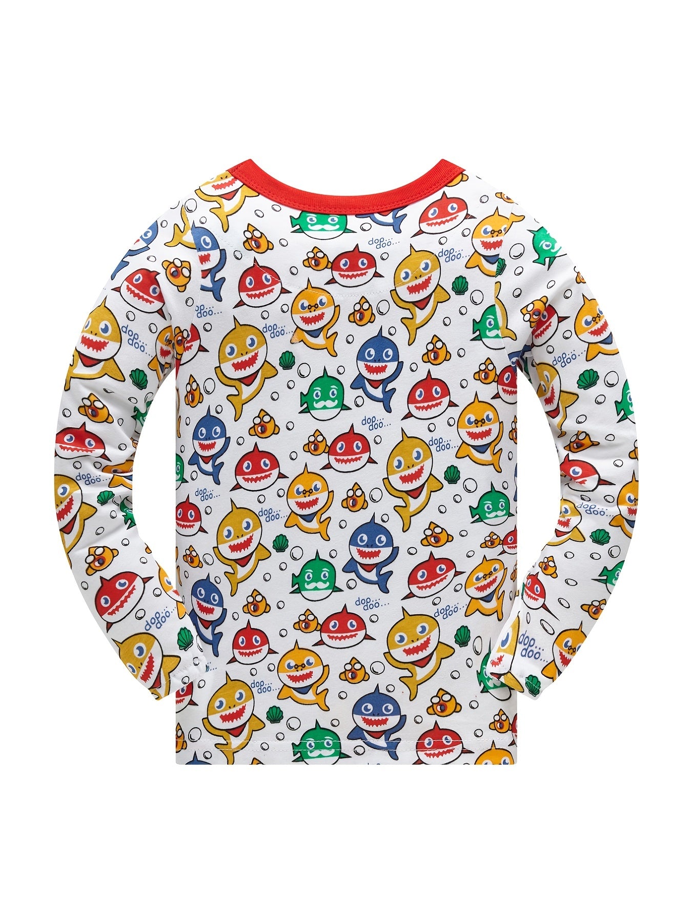 Boys Shark Print Pajamas Set Long Sleeve Top & Pants Kids Clothes