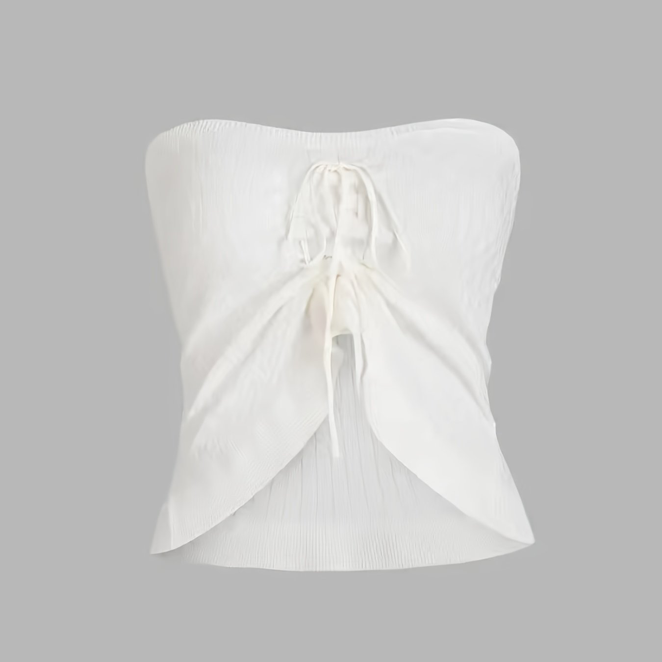 Sexy Drawstring Knit Tube Top Casual Strapless Sleeveless Summer Loose Tube Top