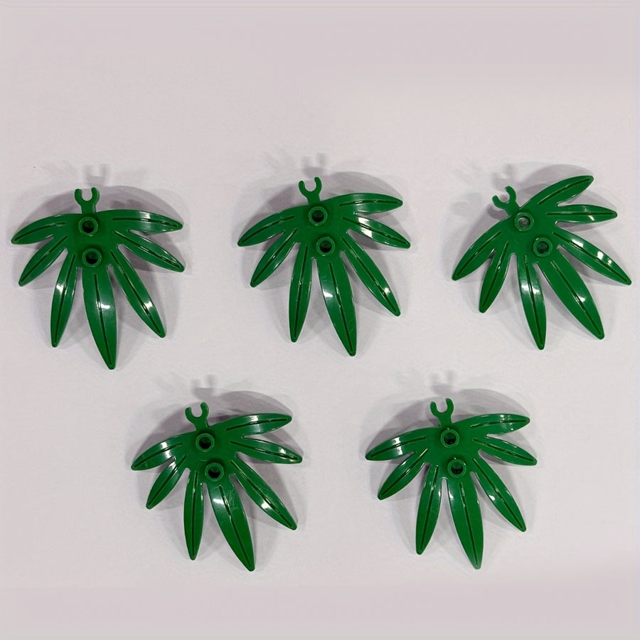 5pcs Palm Leaf Set Forest Beach Scene MOC Small Particle Building Blocks