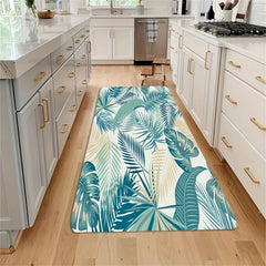 Tropical Leafs Print Kitchen Rug Soft Anti Fatigue Mat