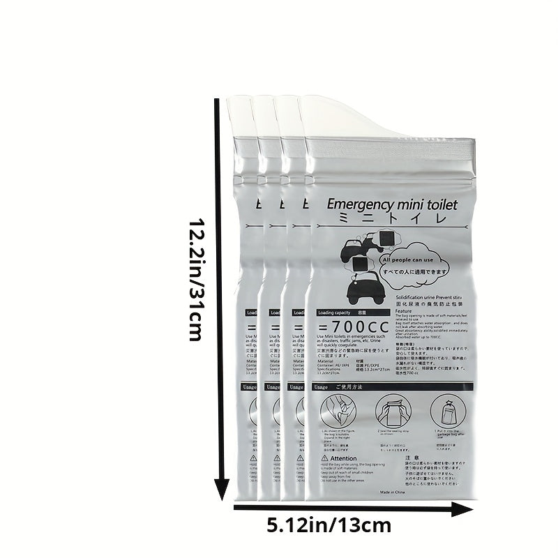 4pcs Emergency Disposable Urinal Bag 700ML Portable Camping Pee Bag