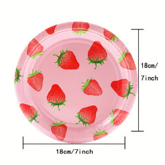 20pcs Strawberry Tableware Set - Girl Birthday Summer Fruit Party
