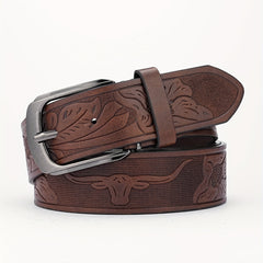 Alloy Pin Buckle PU Striped Belt Accessory For Men