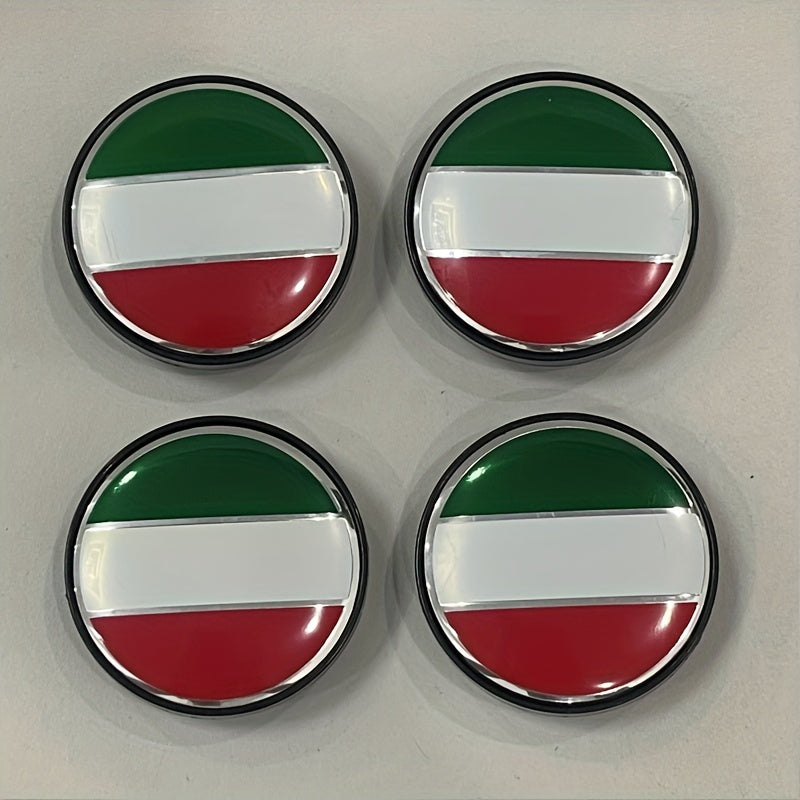 4pcs 60mm Italian Flag Car Wheel Hub Center Cap Rim Cap