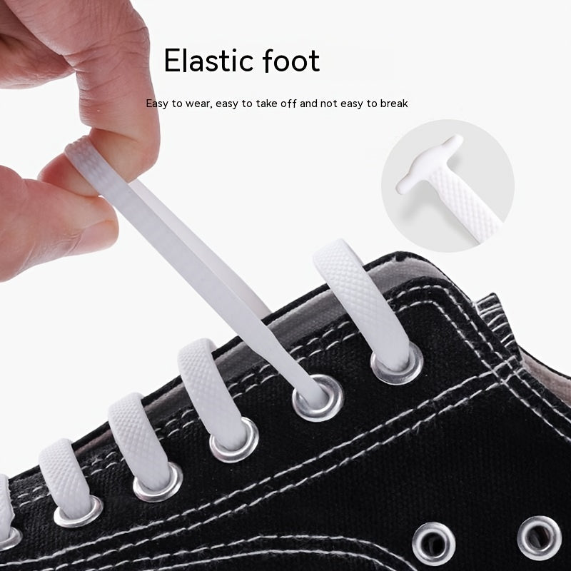16pcs Silicone No Tie Elastic Shoe Laces T-Shaped Lazy Shoe Laces Set