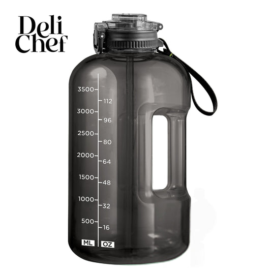 3800ml Large Capacity Water Bottle Leakproof with Strap and Straw