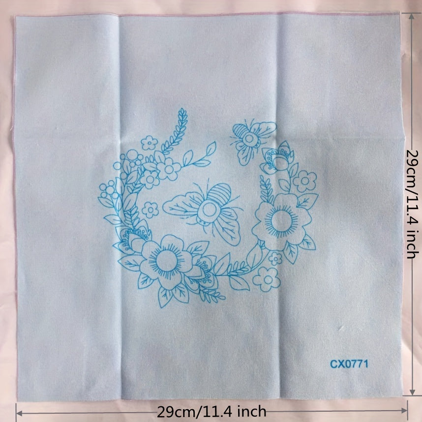 Flower Bee Embroidery Kit with Hoop DIY Cross Stitch Set