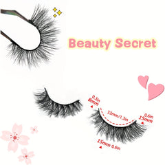 5 Pairs Natural False Eyelashes 3D Wispy 12 18mm Cat Eye Faux Mink Lashes
