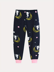 2pcs Girls Pajamas Cartoon Moon Girl Graphic Cotton Pjs Set