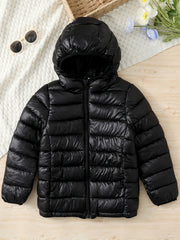 Boys Winter Hooded Coat Cotton Padded Light Warm Jacket