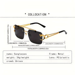 Leopard Retro Sunglasses for Men - Double Beam Frameless Cut Edge