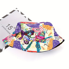 Graffiti Bucket Hat Hip Hop Print Fisherman Cap for Men Women