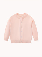 Girls Pearl Button Cardigan Sweater School Uniform Knit Top