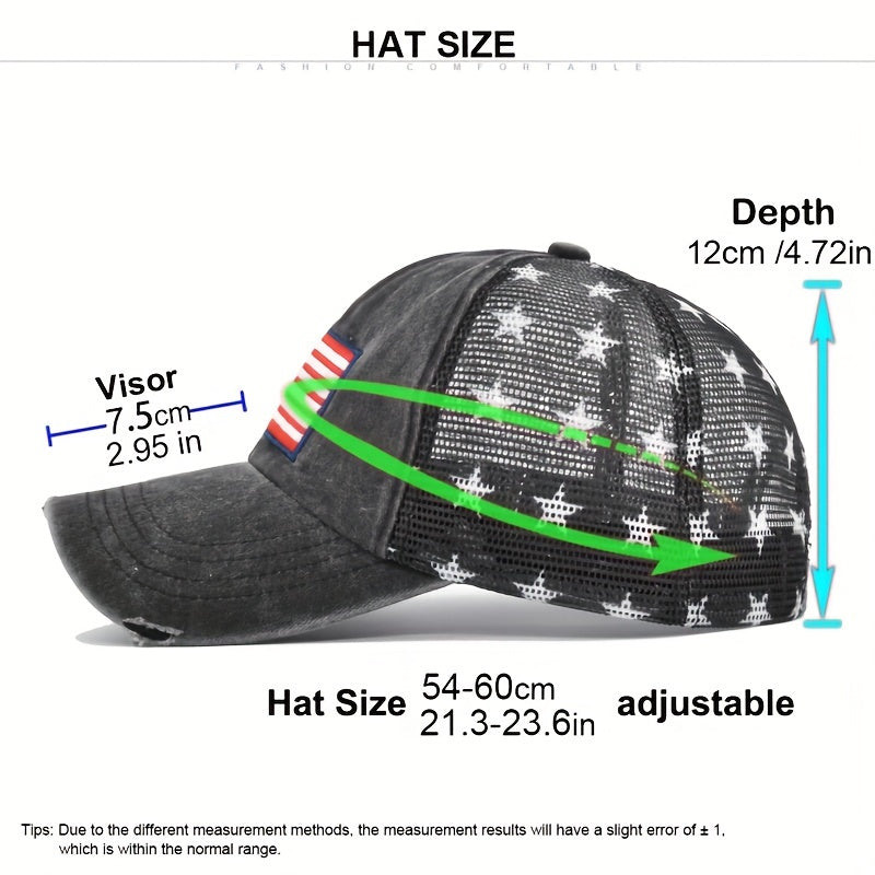 Unisex Mesh Sunshade Baseball Cap with US Flat Embroidery