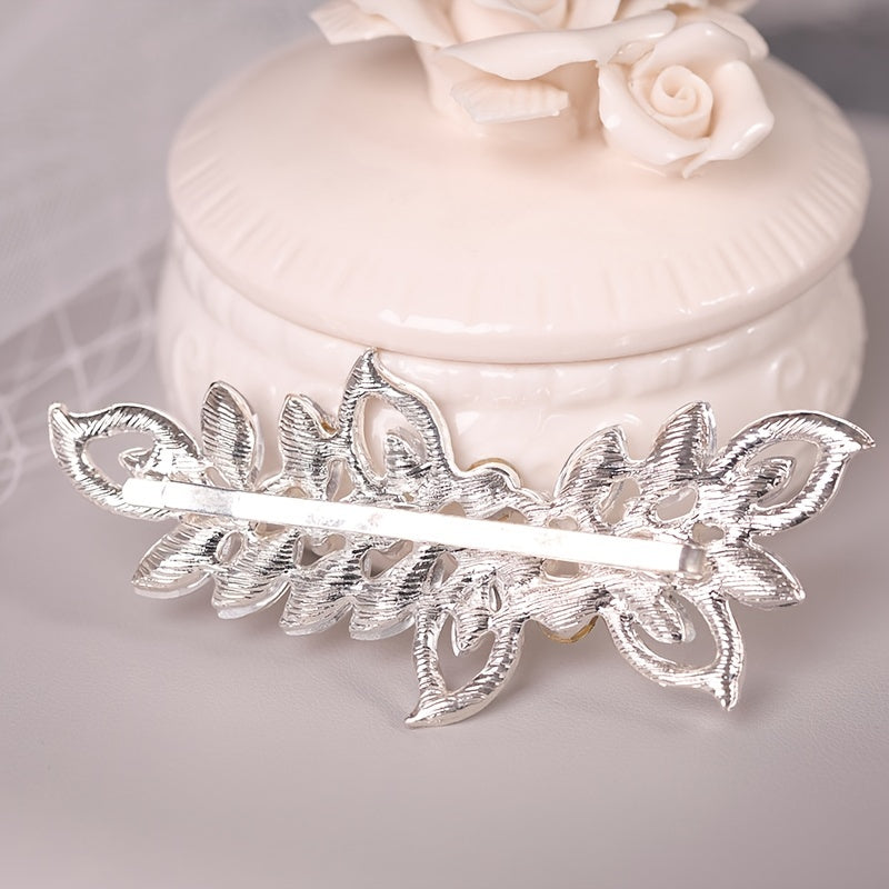 Silvery Faux Pear Hair Pin Rhinestone Hair Clip Wedding Hair Accessory
