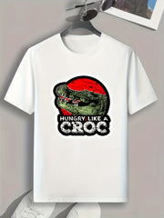 Crocodile Print Men's Graphic T-shirt for Summer