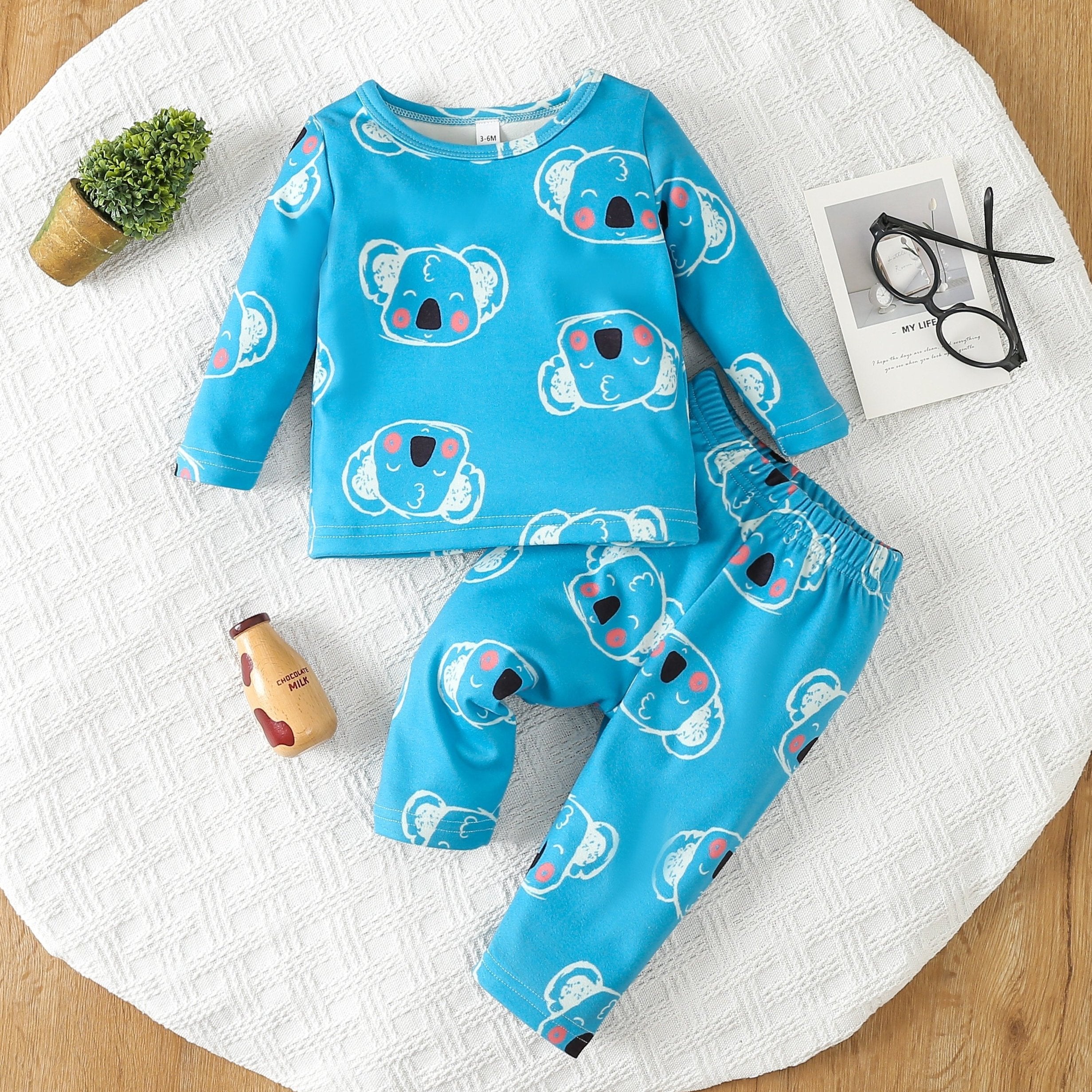Baby Boy Pajama Set Cartoon Graphic Pullover Top Trousers Set