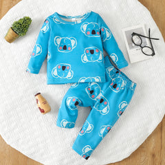 Baby Boy Pajama Set Cartoon Graphic Pullover Top Trousers Set