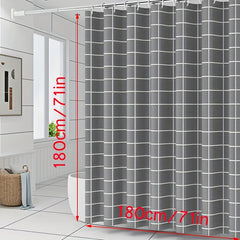 Grey Checkered Shower Curtain PEVA Material Waterproof