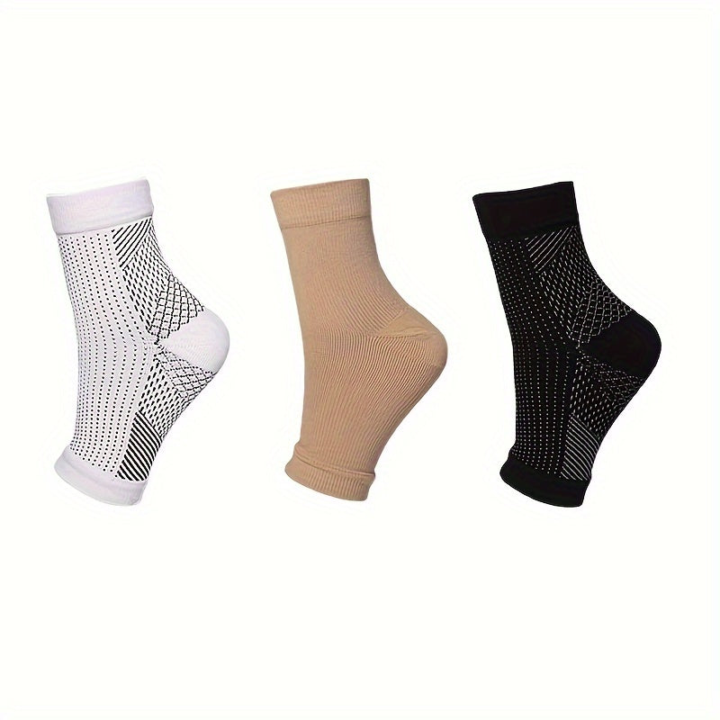3 Pairs Toeless Compression Socks Nylon Blend Ankle Sleeves