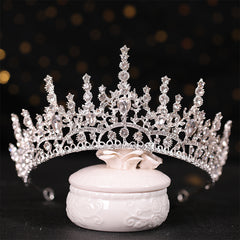 Baroque Crystal Golden Metal Bridal Crown