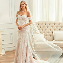 1 Tier Cathedral Wedding Veil with Comb Cut Edge Long Bridal Veil Tulle Plain