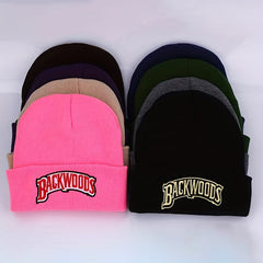 Letter Embroidery Beanie Unisex Warm Elastic Casual Skull Cap