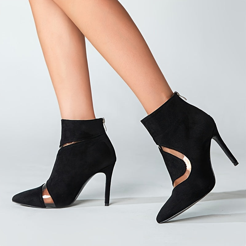 Women's Pointed Toe Ankle Boots Stiletto Heel Zipper Back Pumps