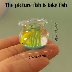 Miniature Fish Tank 1:12 Scale Goldfish Resin & Glass Decor Desktop Display