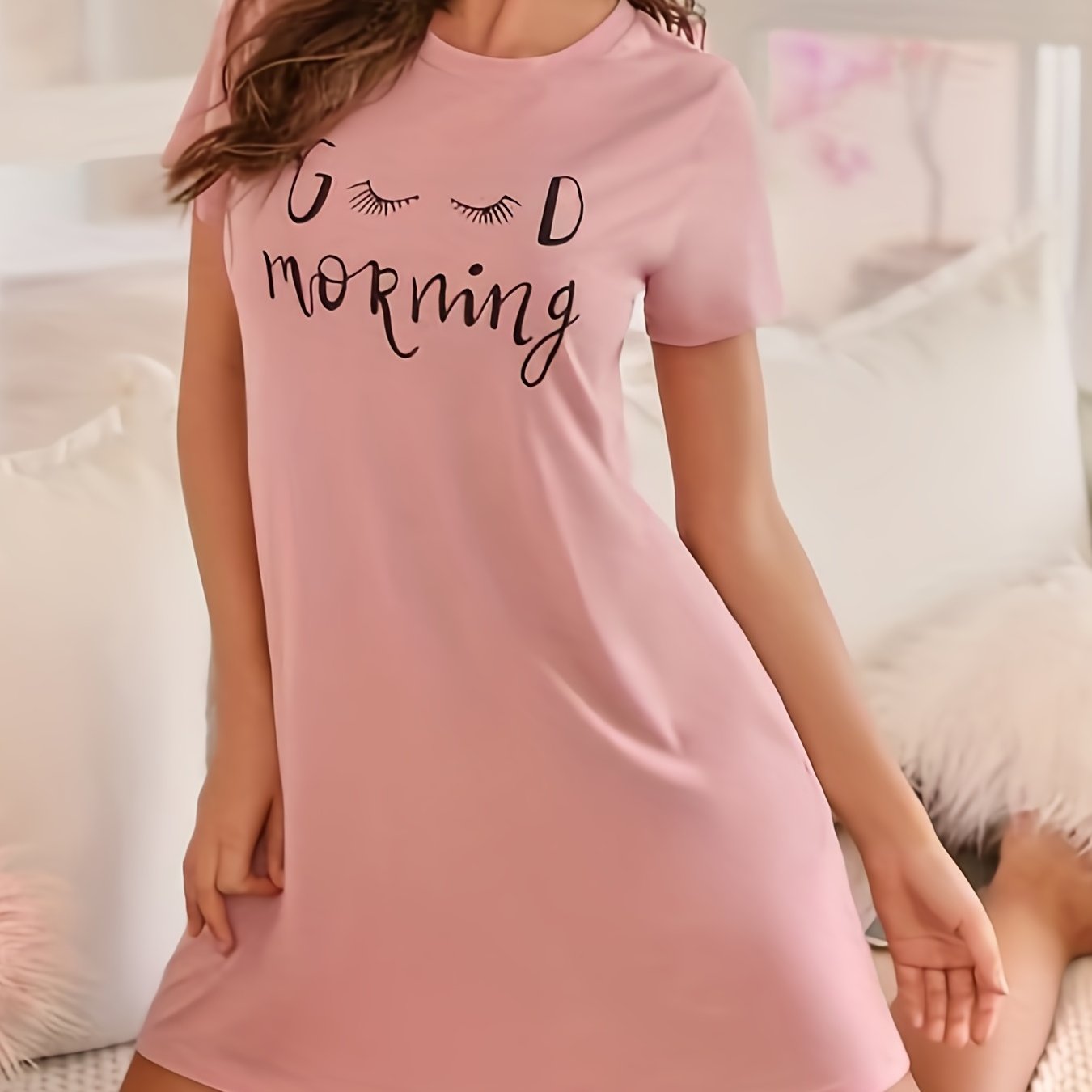 Soft & Comfy Short Sleeve Lounge Dress Women's Loungewear
