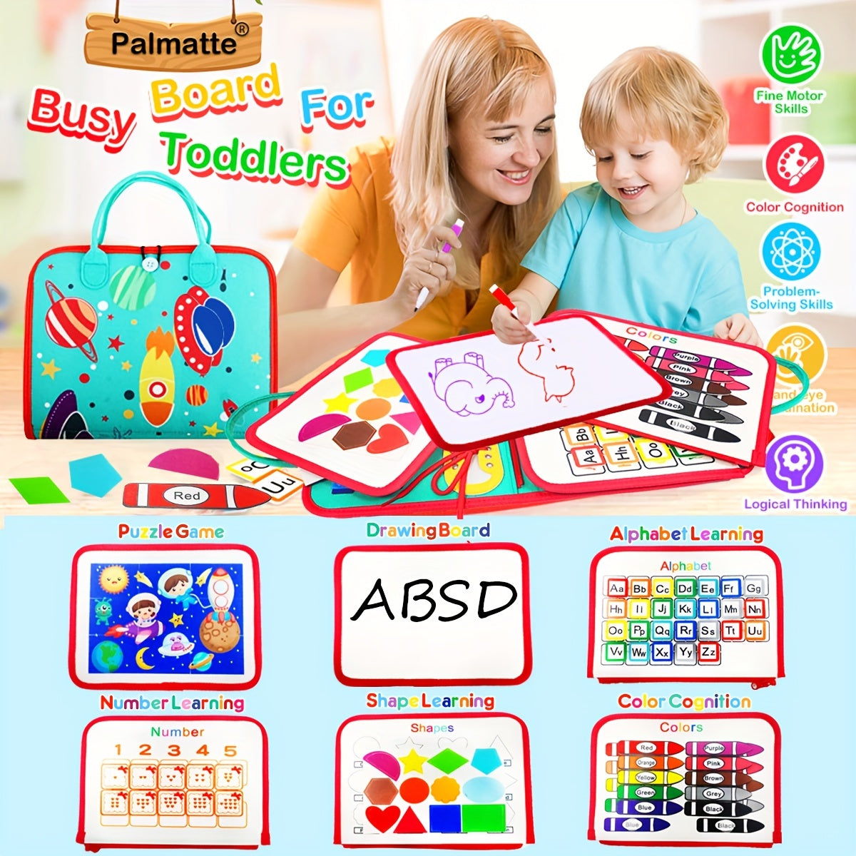 Montessori Busy Board Sensory Toys for Toddlers