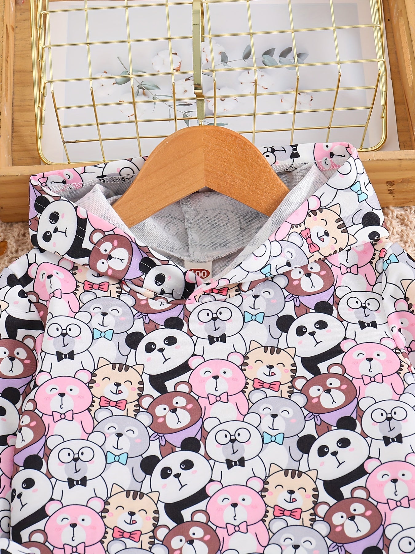 Toddler Girl's Cartoon Animals Hoodie & Sweatpants Set