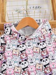 Toddler Girl's Cartoon Animals Hoodie & Sweatpants Set