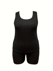 Solid Tank Top & Shorts Pajamas Set