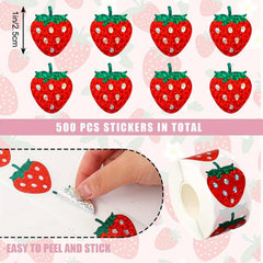 Sparkling Strawberry Stickers Red Pink Fruits for Crafts Party Deco