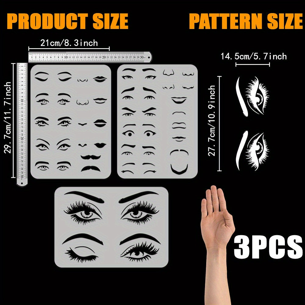 3pcs Hollow Out Drawing Stencils, Christmas Craft Supplies Stickers