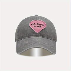 Vintage Heart Patch Baseball Cap Distressed Cotton Sun Hat