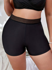 High Waist Bikini Shorts Solid Stitching Detail Bottoms