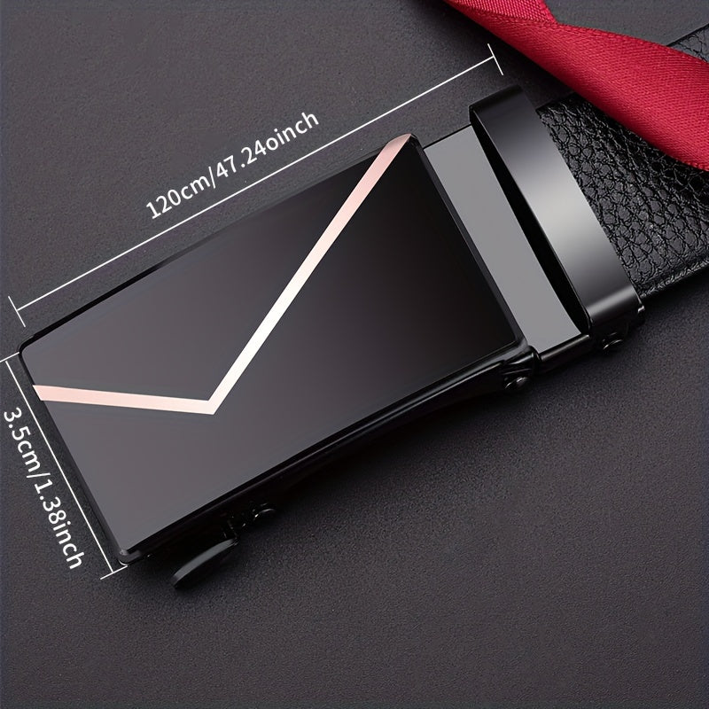 Men's Automatic Buckle PU Leather Belt for Business Pants