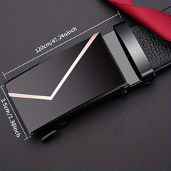 Men's Automatic Buckle PU Leather Belt for Business Pants