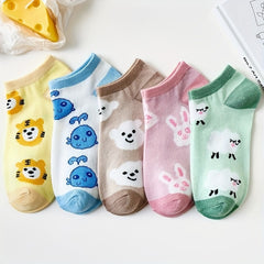 5 Pairs Girls Colorful Animals Ankle Socks for Kids