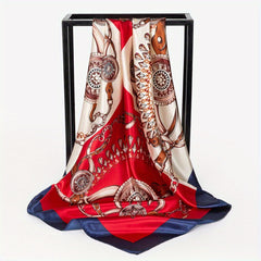 Paisley Print Satin Scarf Vintage Shawl Boho Head Wrap Women