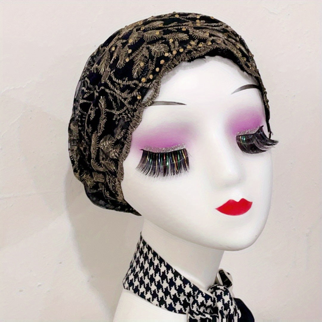 Embroidered Lace Turban Cap Head Wrap Chemo Hats