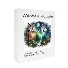 Wolf/Owl Ultra Challenging Wooden Puzzle - Unique Brain Teaser