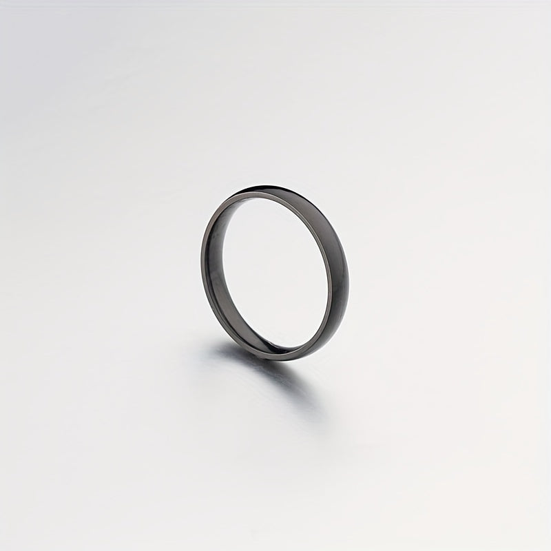 4MM Wide Stainless Steel Ring Glossy Inner And Outer Arc Jewelry