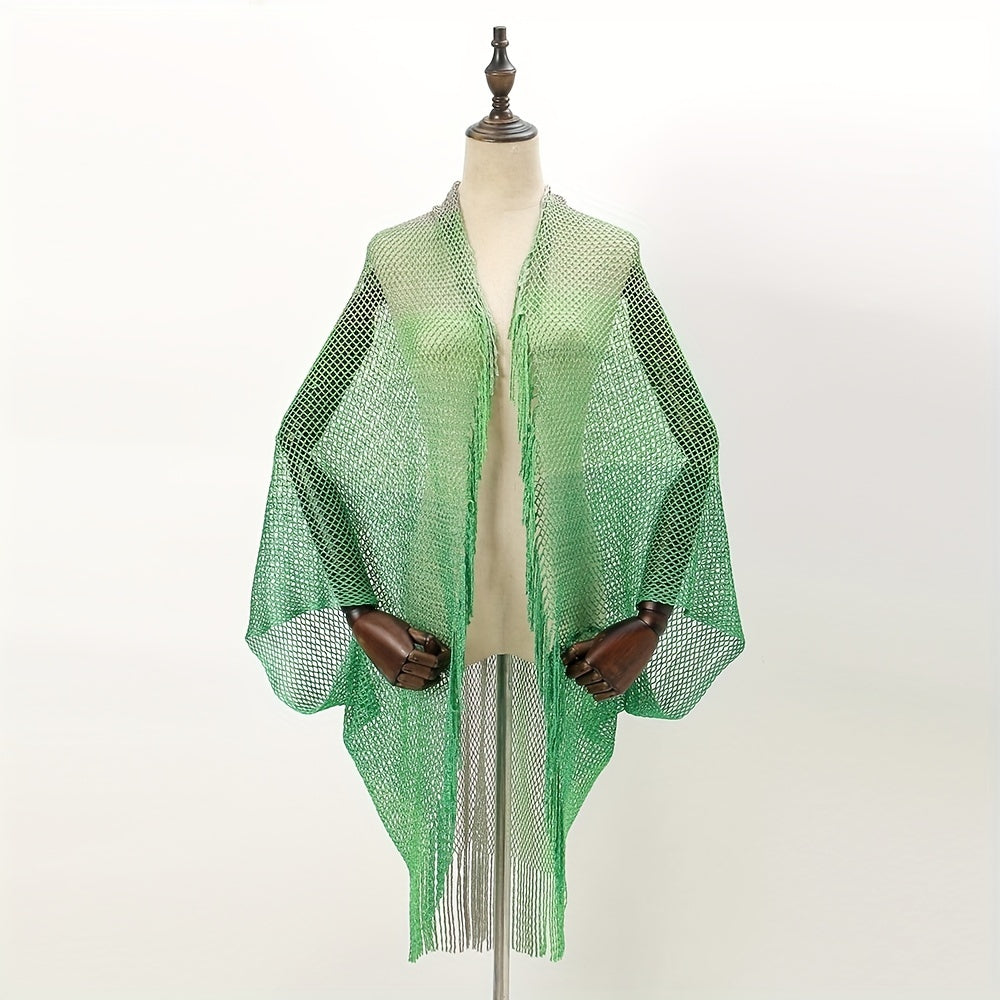 Boho Fringed Shawl Hollow Out Mature Wrap Sunscreen