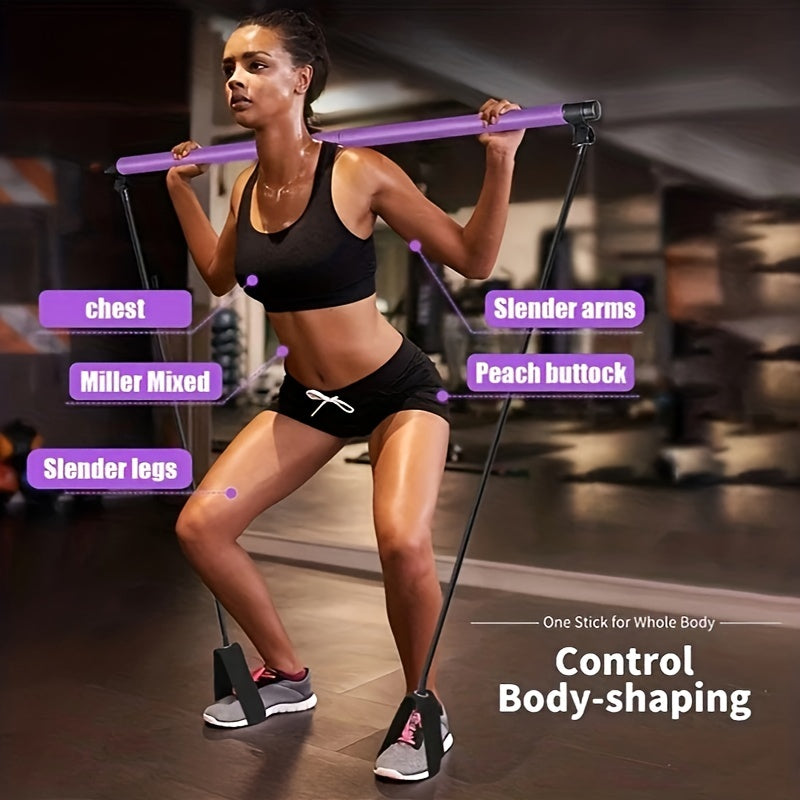 Pilates Bar Kit with Resistance Bands for Home Gym Workout