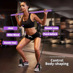 Pilates Bar Kit with Resistance Bands for Home Gym Workout