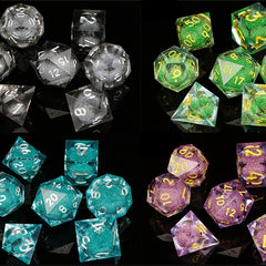 Resin Quicksand Dice Set with Liquid Core - D20 Game Accessories