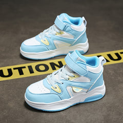 Boy's High Top Skate Shoes Comfy Non Slip Casual Lace Up Sneakers For Kids